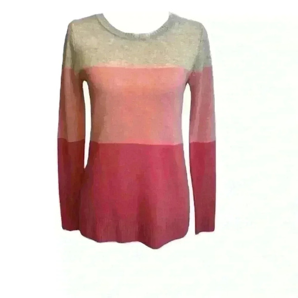 Nanette Lepore 2-Ply 100% Cashmere Knit Crew Neck Beige/Pink Sweater Women Small - Picture 1 of 10